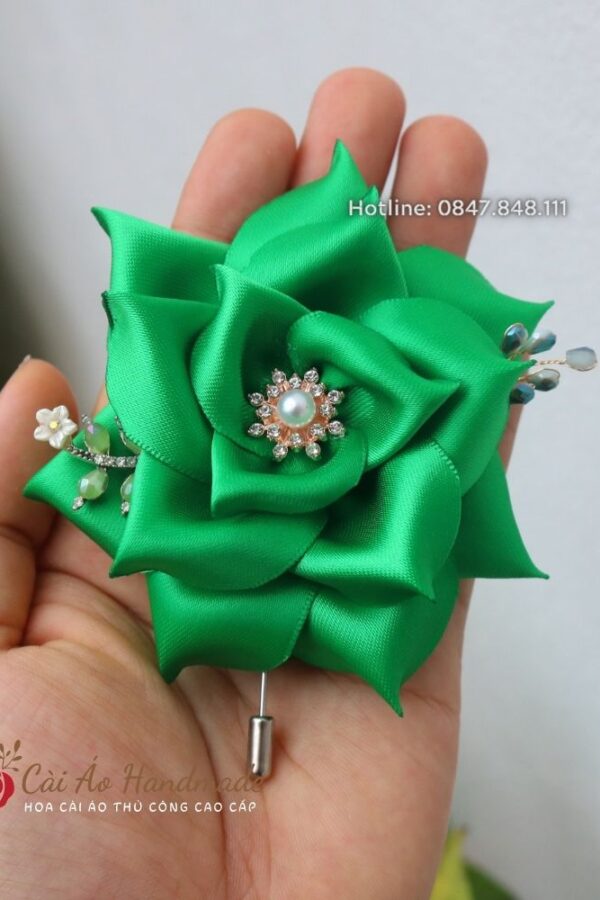 Hoa Cài Áo Ribbon Satin Cánh Nhọn 5 Hoa Cài Áo Satin Cánh Nhọn