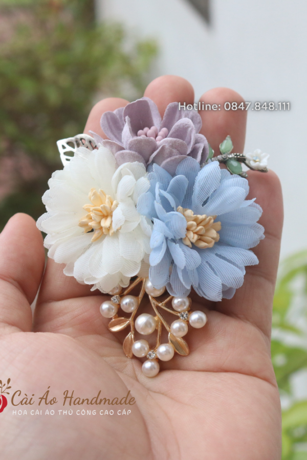 hoa cài áo cúc đồng tiền kép