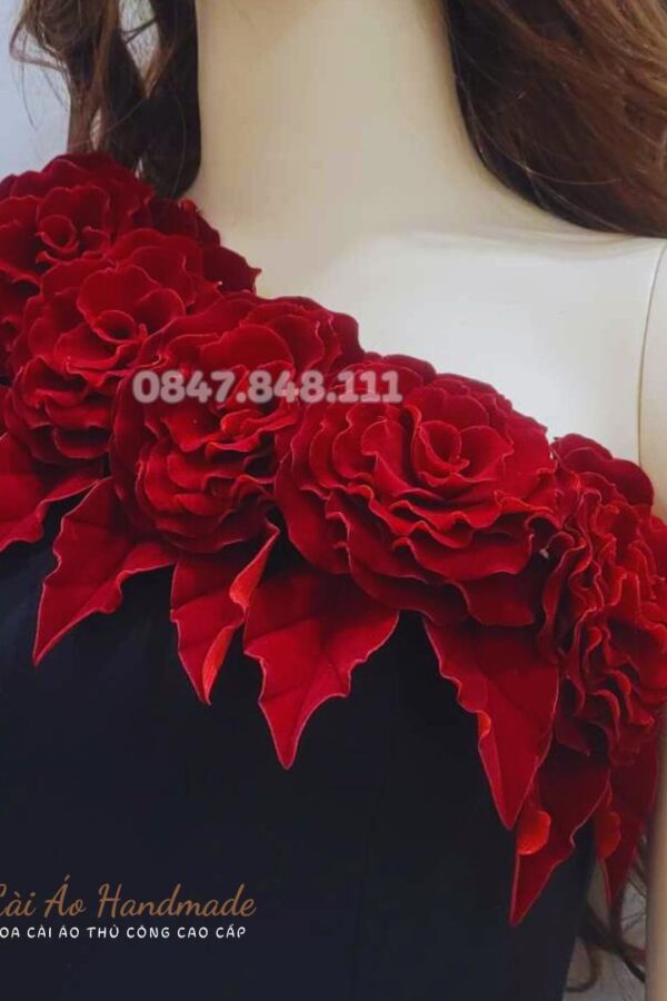 Set hoa nhung đính áo, váy thiết kế