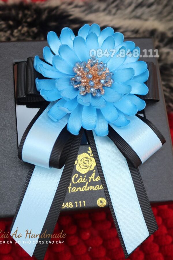 Nơ Cài Áo Hoa Cúc Handmade 6 Nơ Cài Áo Cúc Xanh